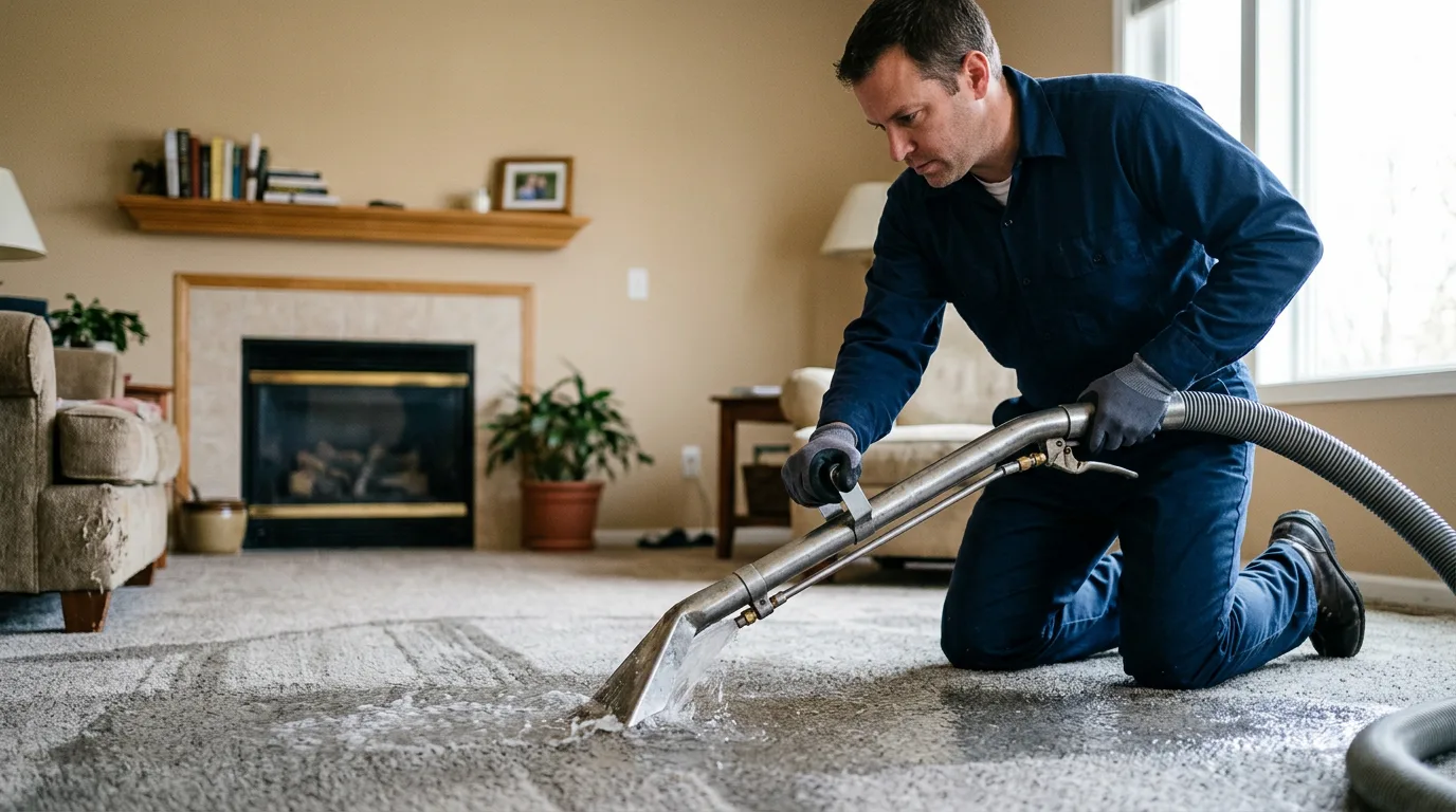 Water damage restoration technician working near Grand Prairie, TX